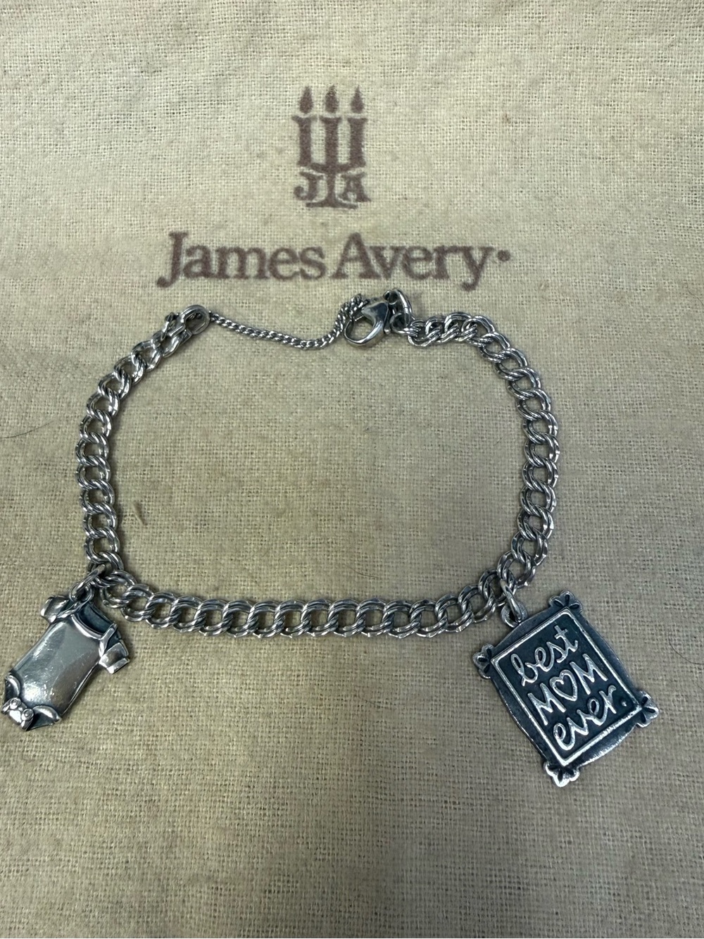 James Avery Silver Charm Bracelet with 'Best Mom Ever' and onesie charms
